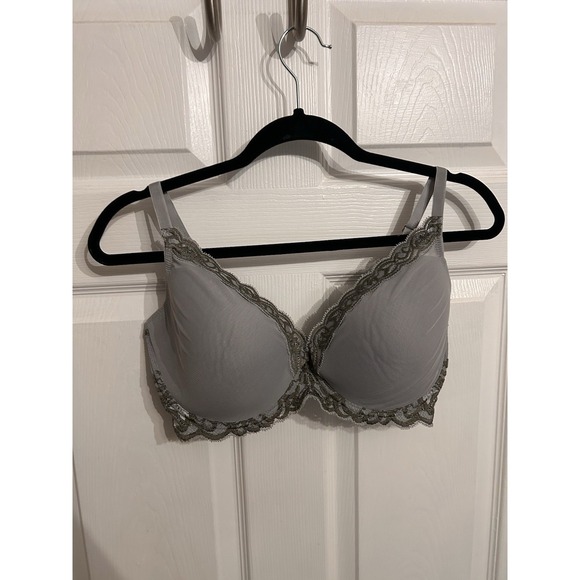 Natori 36DDD Underwire T-Bra Adjustable Straps Lace Lined Cups Gray Lingerie - Picture 2 of 9